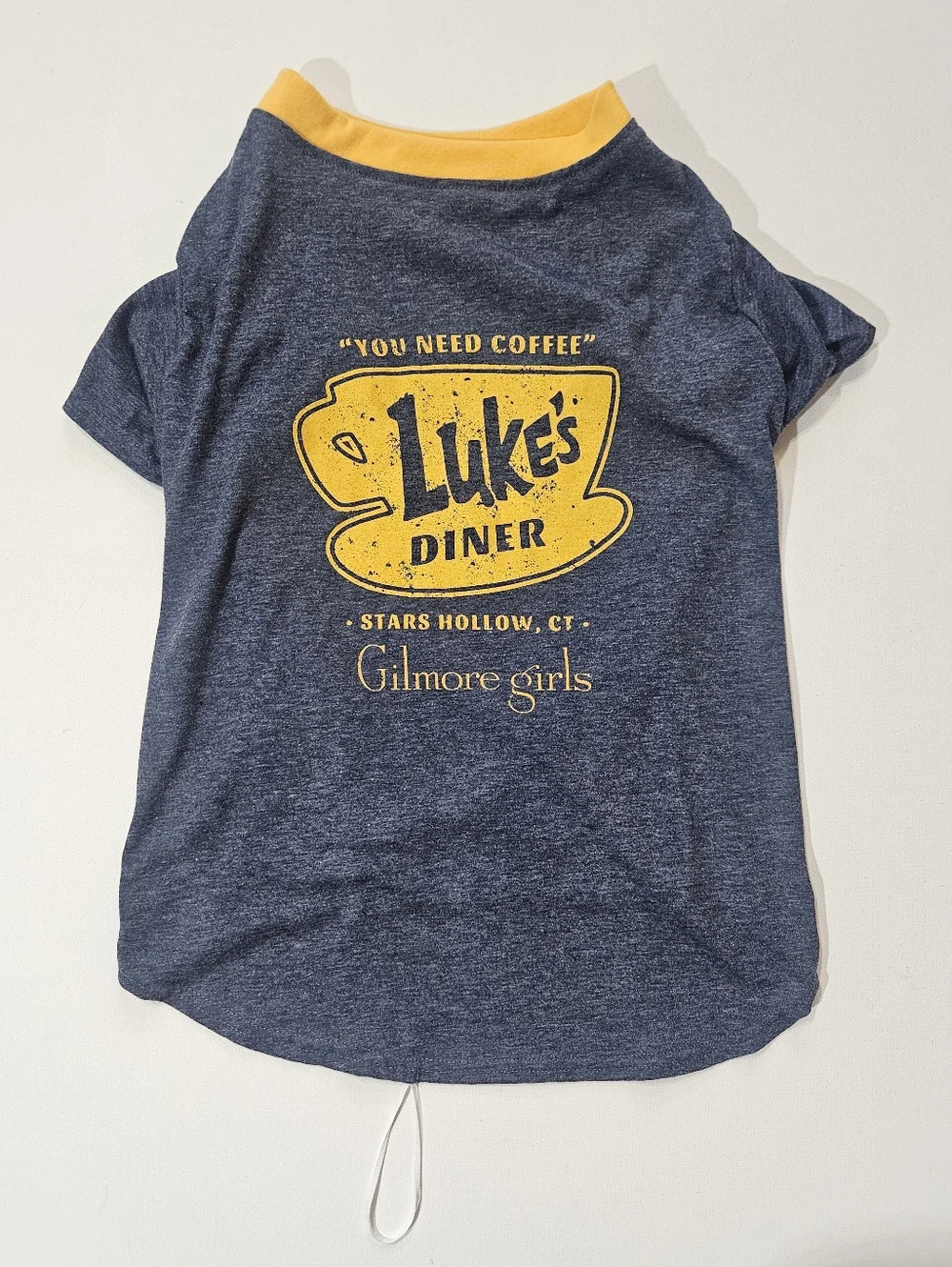 Retro Paws Gilmore Girls Lukes Diner Dog Shirt XL Blue Gold Graphic Pet Hoodie‎